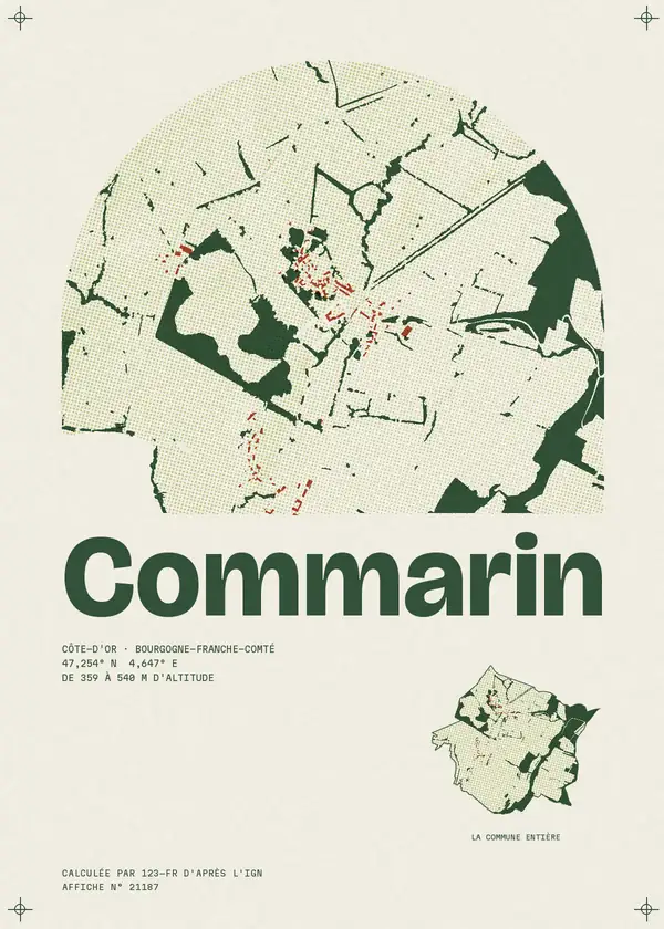 Affiche de Commarin, calculée par 123-fr d'après l'IGN