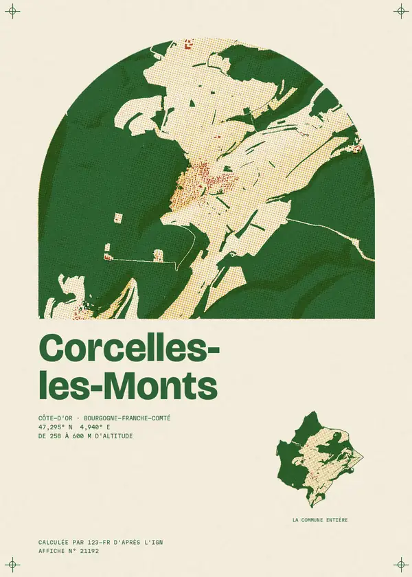 Affiche de Corcelles-les-Monts, calculée par 123-fr d'après l'IGN