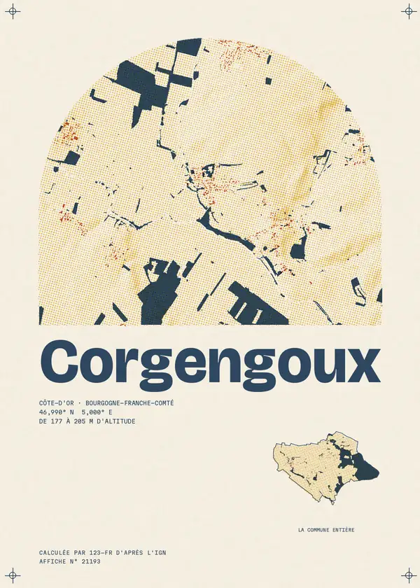 Affiche de Corgengoux, calculée par 123-fr d'après l'IGN