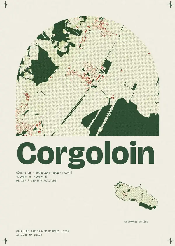 Affiche de Corgoloin, calculée par 123-fr d'après l'IGN
