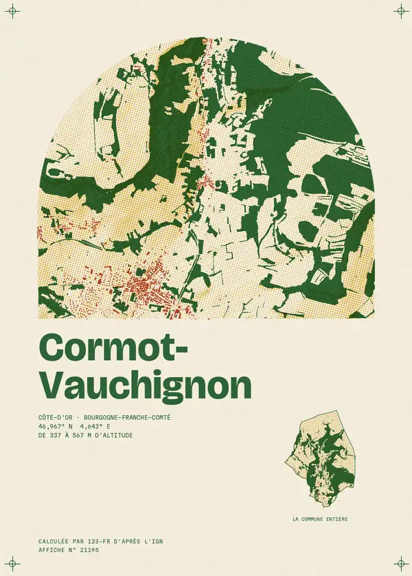 Affiche de Cormot-Vauchignon, calculée par 123-fr d'après l'IGN