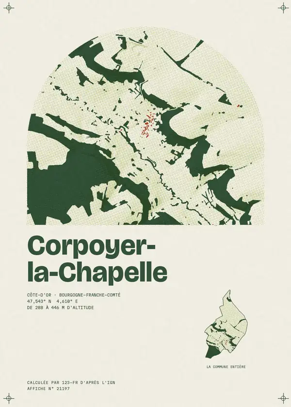 Affiche de Corpoyer-la-Chapelle, calculée par 123-fr d'après l'IGN