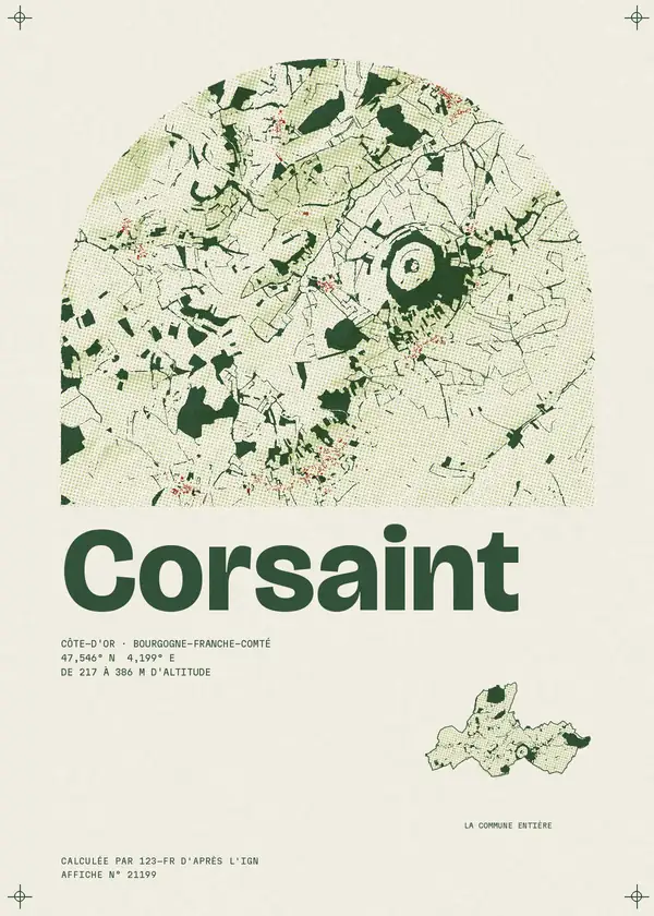 Affiche de Corsaint, calculée par 123-fr d'après l'IGN