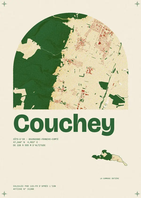 Affiche de Couchey, calculée par 123-fr d'après l'IGN