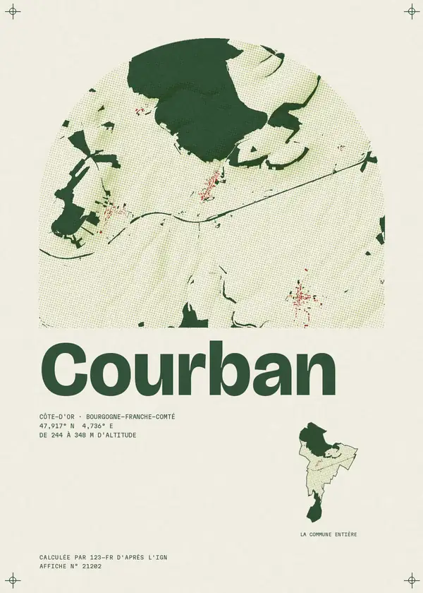 Affiche de Courban, calculée par 123-fr d'après l'IGN