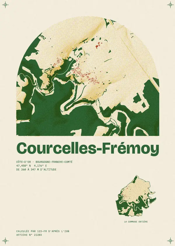 Affiche de Courcelles-Frémoy, calculée par 123-fr d'après l'IGN