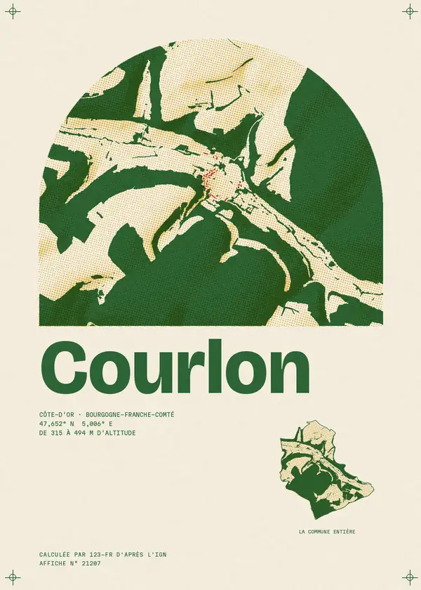 Affiche de Courlon, calculée par 123-fr d'après l'IGN