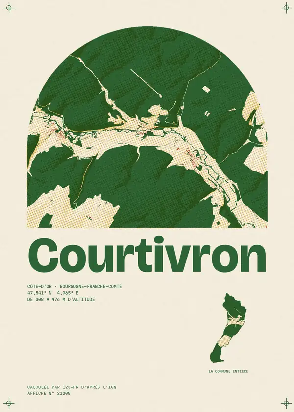 Affiche de Courtivron, calculée par 123-fr d'après l'IGN
