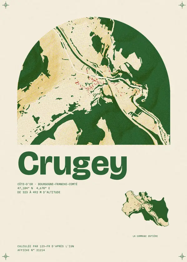 Affiche de Crugey, calculée par 123-fr d'après l'IGN