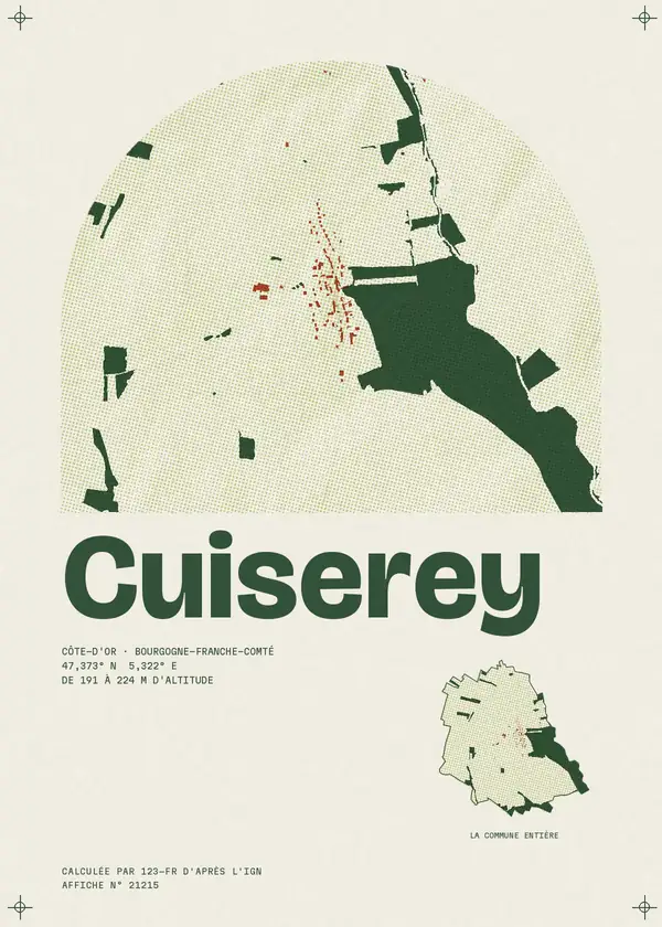 Affiche de Cuiserey, calculée par 123-fr d'après l'IGN