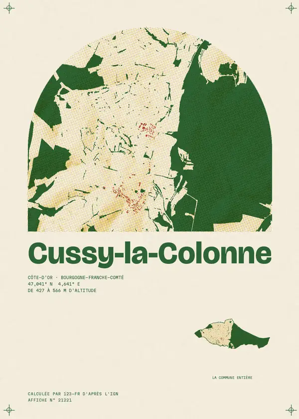 Affiche de Cussy-la-Colonne, calculée par 123-fr d'après l'IGN