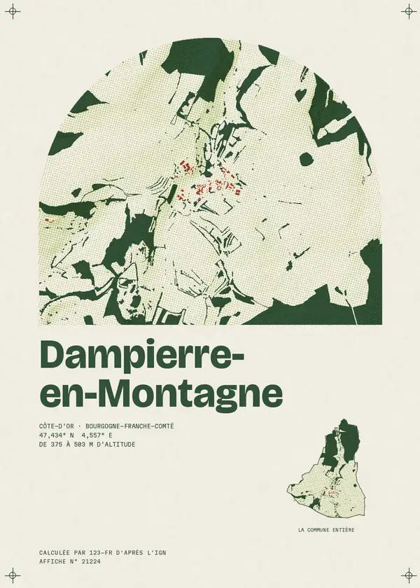 Affiche de Dampierre-en-Montagne, calculée par 123-fr d'après l'IGN