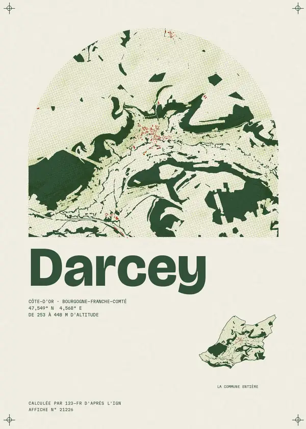 Affiche de Darcey, calculée par 123-fr d'après l'IGN