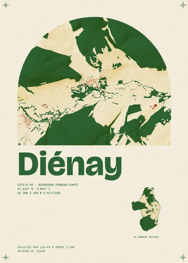 Affiche de Diénay, calculée par 123-fr d'après l'IGN