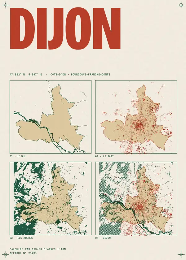 Affiche de Dijon, calculée par 123-fr d'après l'IGN