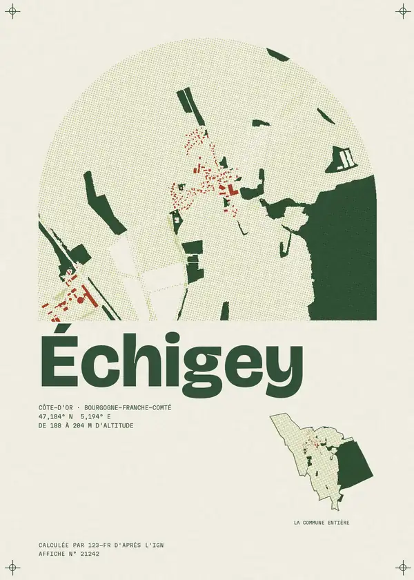 Affiche de Échigey, calculée par 123-fr d'après l'IGN