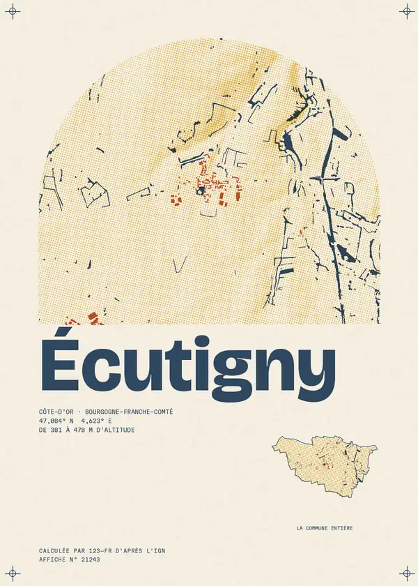 Affiche de Écutigny, calculée par 123-fr d'après l'IGN