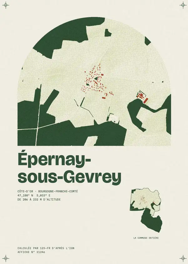 Affiche de Épernay-sous-Gevrey, calculée par 123-fr d'après l'IGN