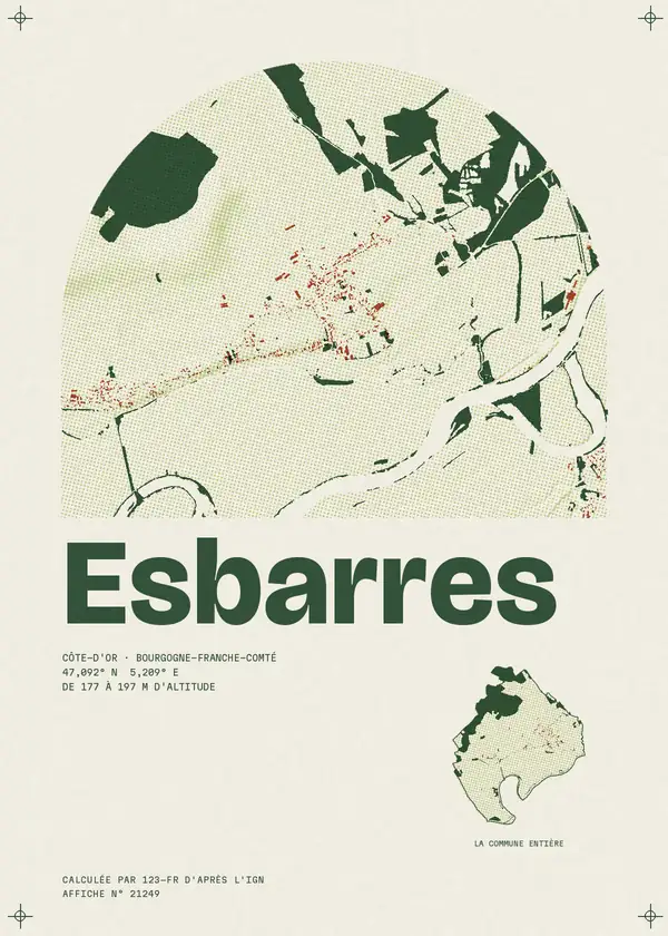 Affiche de Esbarres, calculée par 123-fr d'après l'IGN