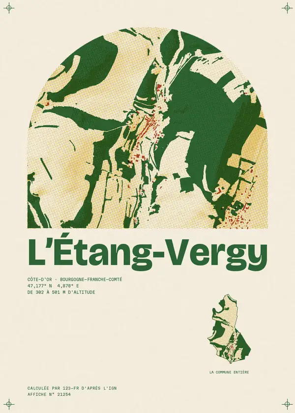 Affiche de L'Étang-Vergy, calculée par 123-fr d'après l'IGN