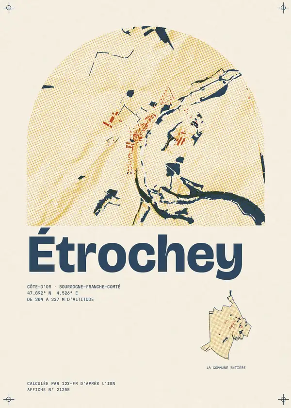 Affiche de Étrochey, calculée par 123-fr d'après l'IGN