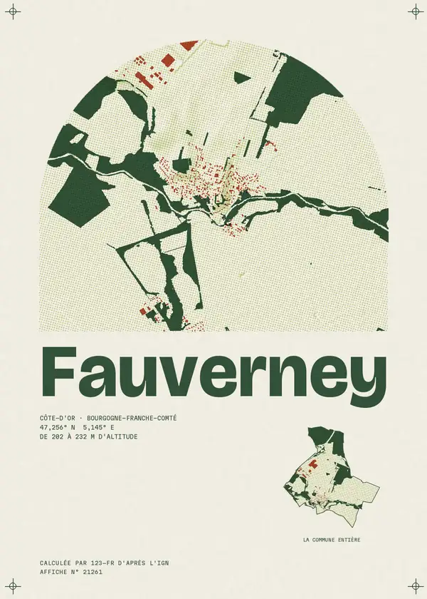 Affiche de Fauverney, calculée par 123-fr d'après l'IGN