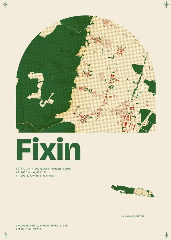 Affiche de Fixin, calculée par 123-fr d'après l'IGN