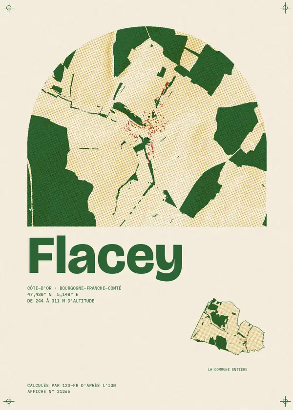 Affiche de Flacey, calculée par 123-fr d'après l'IGN