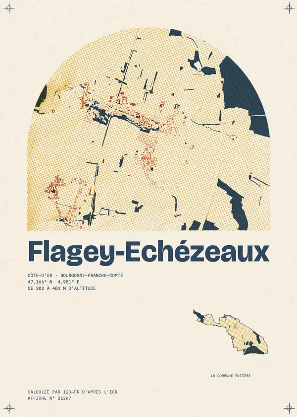 Affiche de Flagey-Echézeaux, calculée par 123-fr d'après l'IGN
