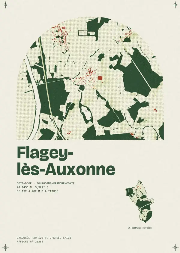 Affiche de Flagey-lès-Auxonne, calculée par 123-fr d'après l'IGN