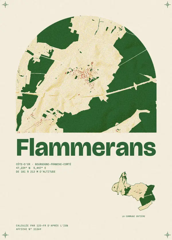 Affiche de Flammerans, calculée par 123-fr d'après l'IGN