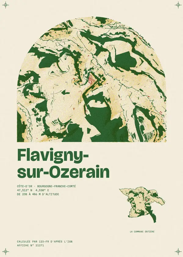 Affiche de Flavigny-sur-Ozerain, calculée par 123-fr d'après l'IGN