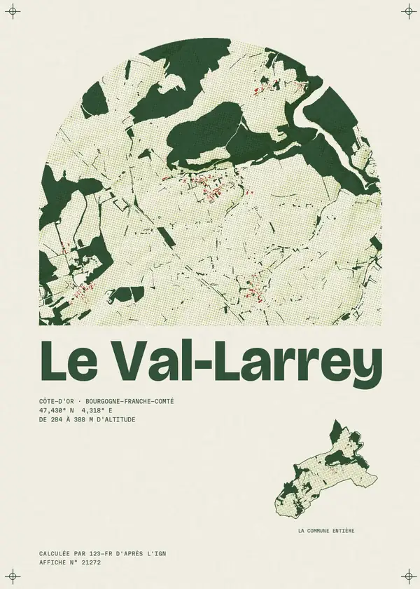 Affiche de Le Val-Larrey, calculée par 123-fr d'après l'IGN