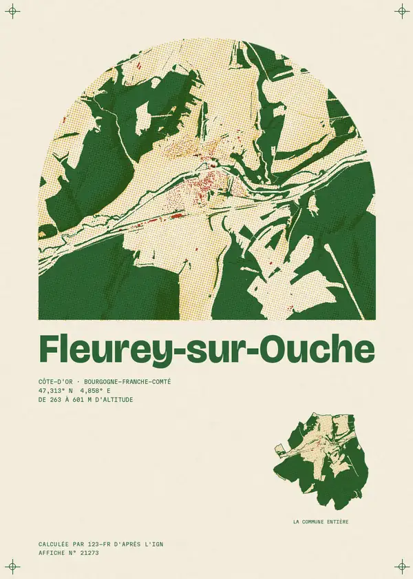 Affiche de Fleurey-sur-Ouche, calculée par 123-fr d'après l'IGN