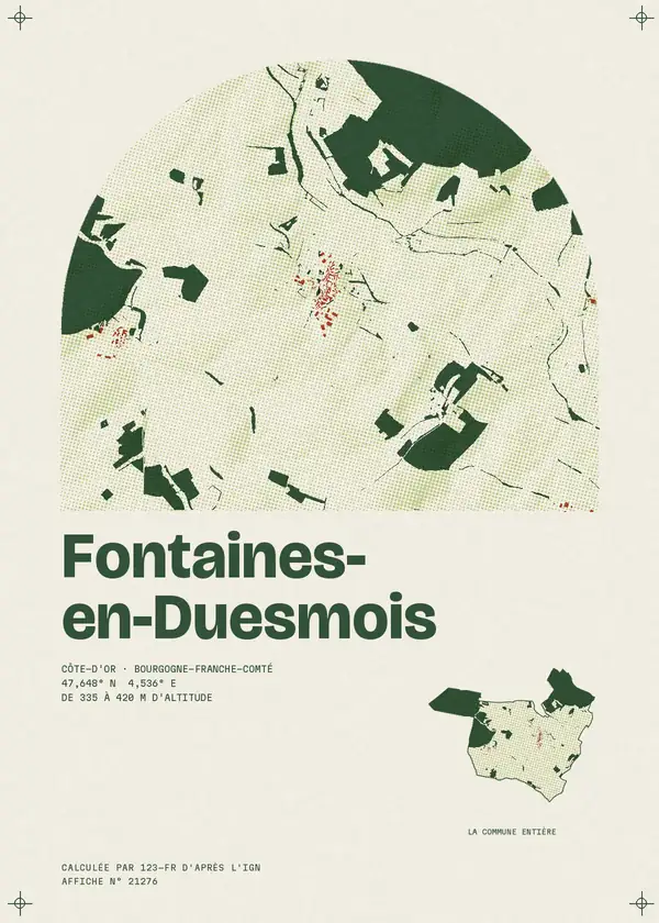 Affiche de Fontaines-en-Duesmois, calculée par 123-fr d'après l'IGN