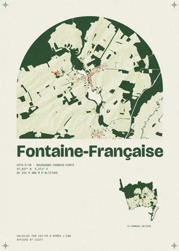 Affiche de Fontaine-Française, calculée par 123-fr d'après l'IGN