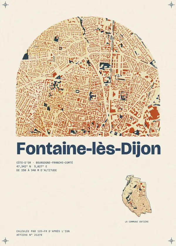 Affiche de Fontaine-lès-Dijon, calculée par 123-fr d'après l'IGN