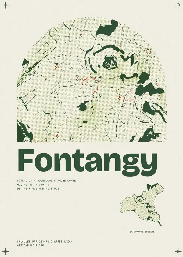 Affiche de Fontangy, calculée par 123-fr d'après l'IGN
