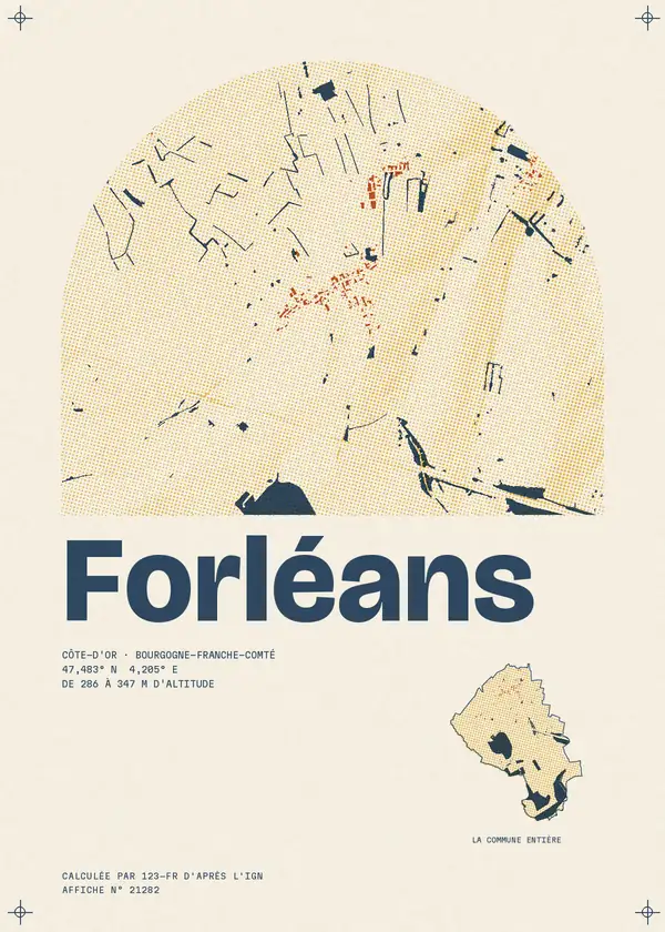 Affiche de Forléans, calculée par 123-fr d'après l'IGN