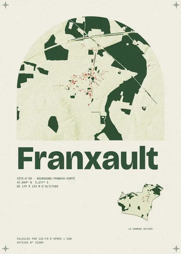 Affiche de Franxault, calculée par 123-fr d'après l'IGN