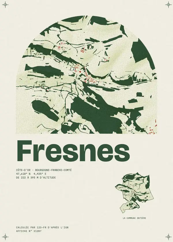 Affiche de Fresnes, calculée par 123-fr d'après l'IGN