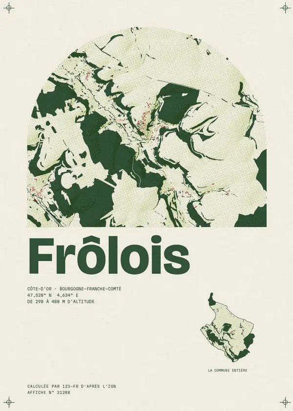 Affiche de Frôlois, calculée par 123-fr d'après l'IGN