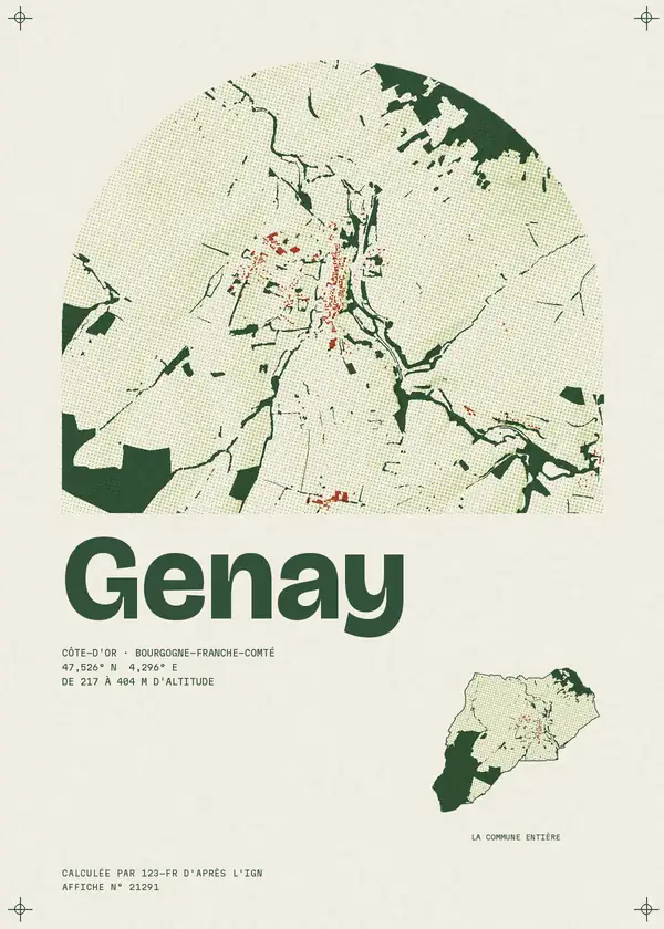 Affiche de Genay, calculée par 123-fr d'après l'IGN
