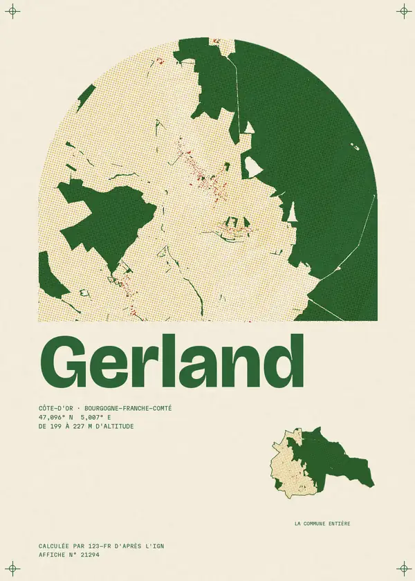 Affiche de Gerland, calculée par 123-fr d'après l'IGN