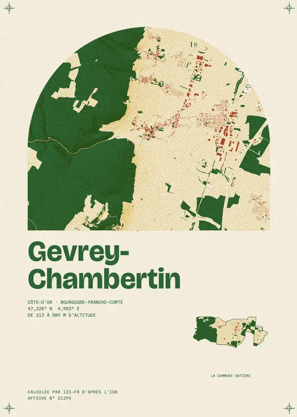 Affiche de Gevrey-Chambertin, calculée par 123-fr d'après l'IGN
