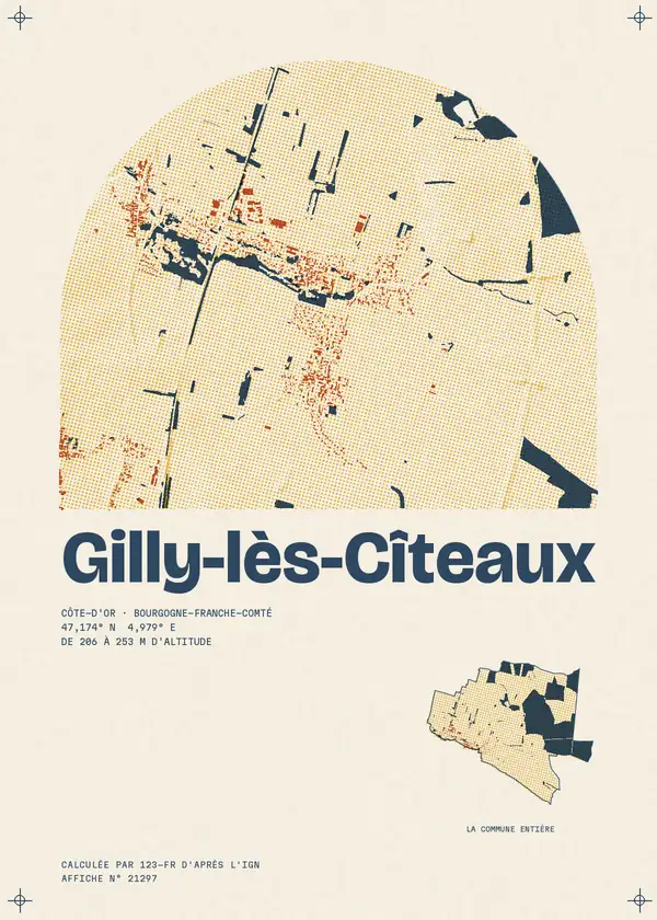Affiche de Gilly-lès-Cîteaux, calculée par 123-fr d'après l'IGN