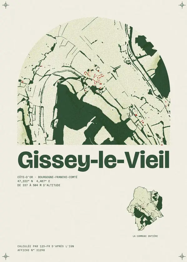 Affiche de Gissey-le-Vieil, calculée par 123-fr d'après l'IGN