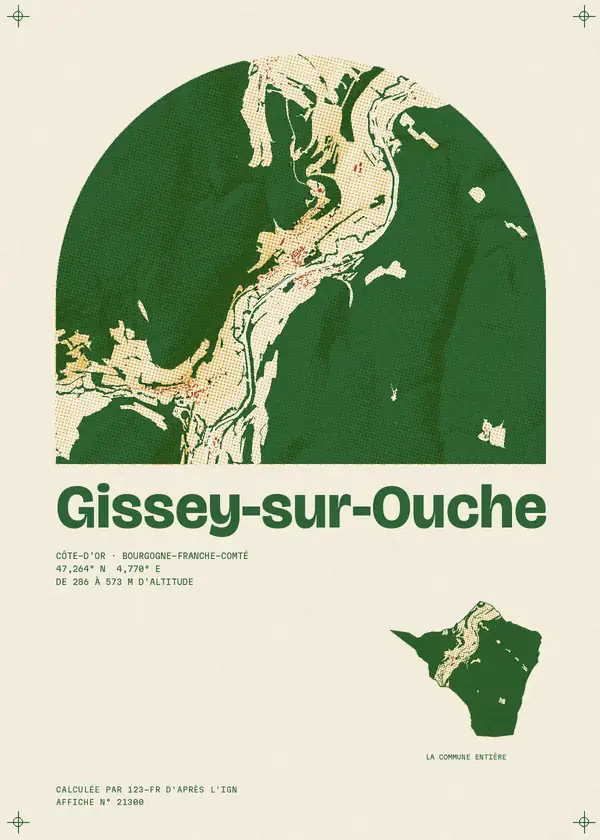 Affiche de Gissey-sur-Ouche, calculée par 123-fr d'après l'IGN