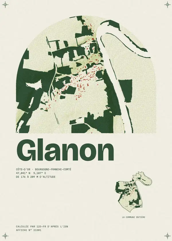 Affiche de Glanon, calculée par 123-fr d'après l'IGN