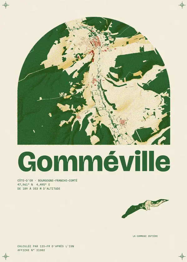 Affiche de Gomméville, calculée par 123-fr d'après l'IGN